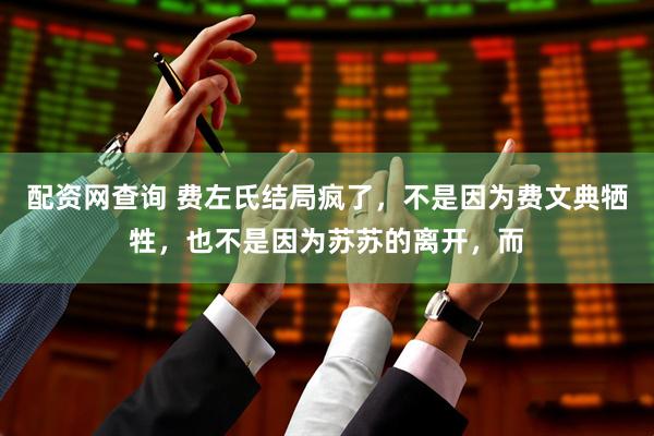 配资网查询 费左氏结局疯了，不是因为费文典牺牲，也不是因为苏苏的离开，而